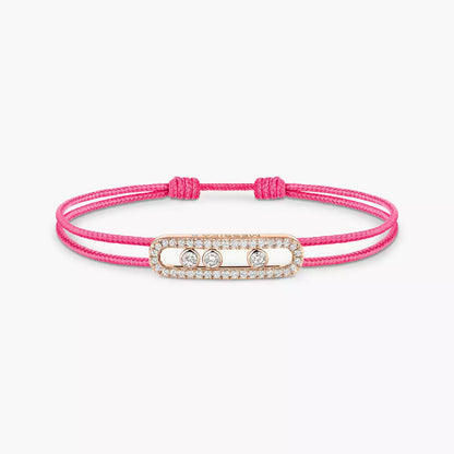 [Stars Jewelry]Care(Medium-3.5mm) pink cord pavé bracelet