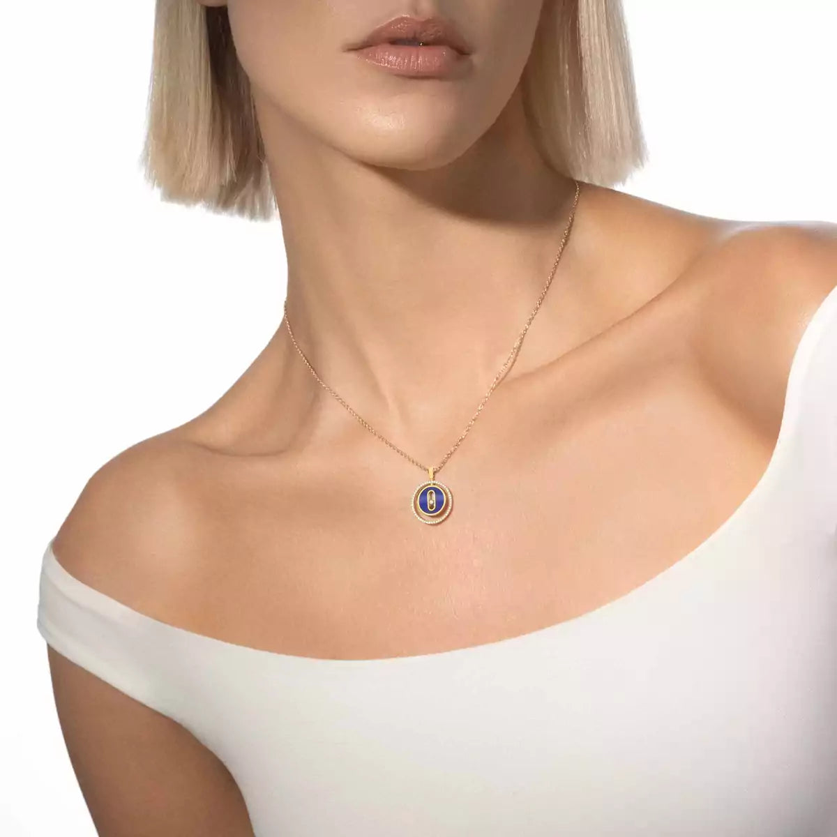 [Stars Jewelry]Lucky Move Diamond Necklace in Rose Gold and White Mother-of-Pearl