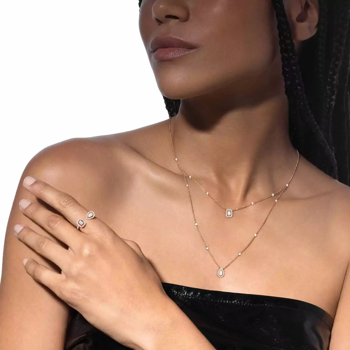 [Stars Jewelry]Diamond Necklace My Twin 2 Rows