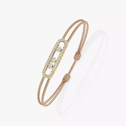 [Stars Jewelry]Care(Medium-3.5mm) pink cord pavé bracelet