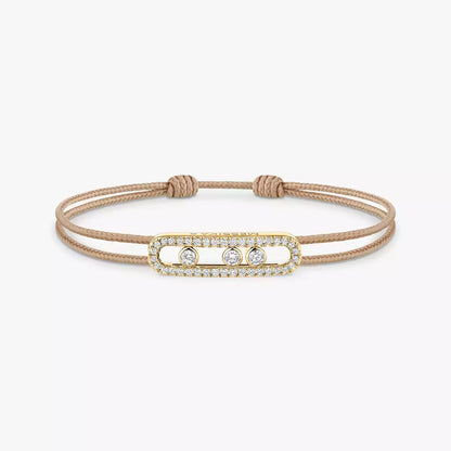[Stars Jewelry]Care(Medium-3.5mm) pink cord pavé bracelet