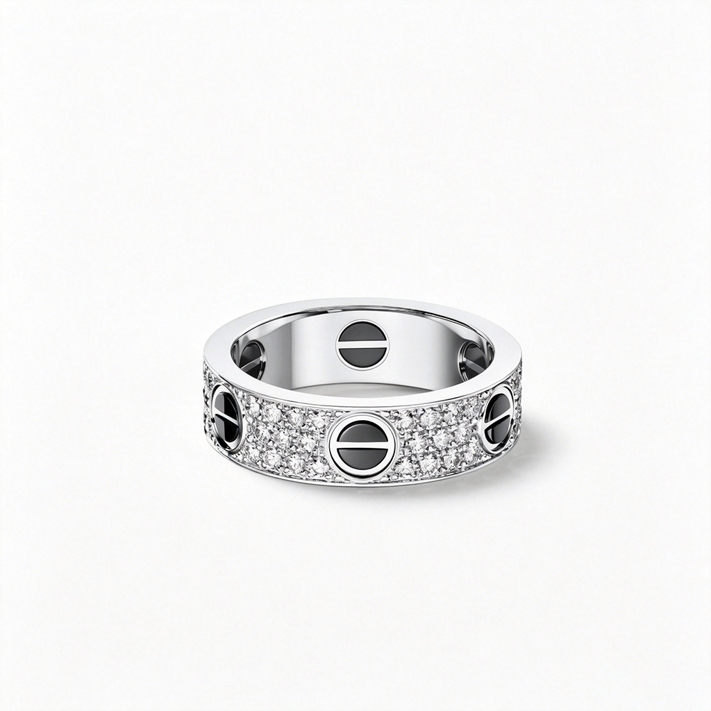 [Stars Jewelry]LOVE RING 5.5MM DIAMONDS PAVED CERAMIC