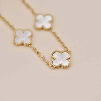 [Stars Jewelry]CLOVER WHITE PEARL MOP 5 MOTIF BRACELET COLLECTION