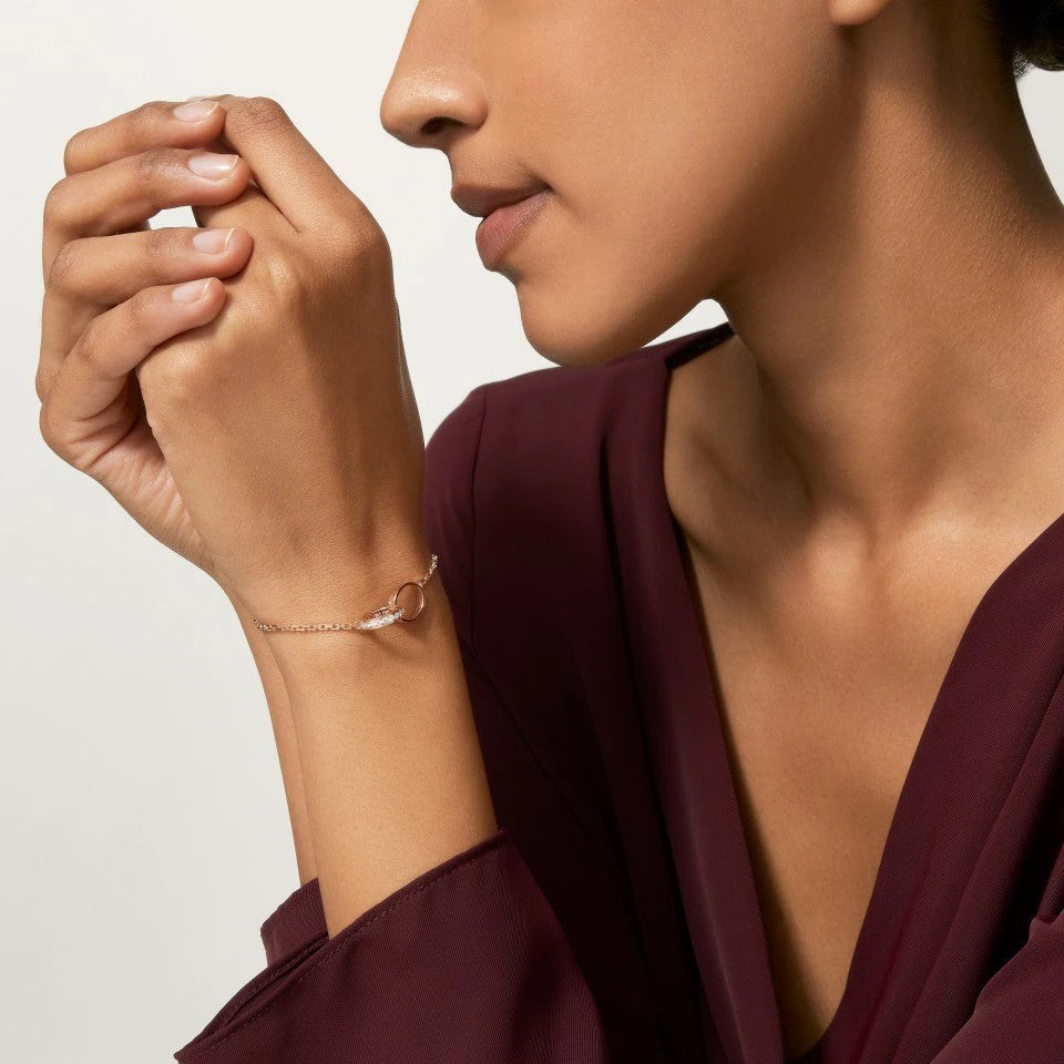 [Stars Jewelry]LOVE DOUBLE RING HALF DIAMOND BRACELET