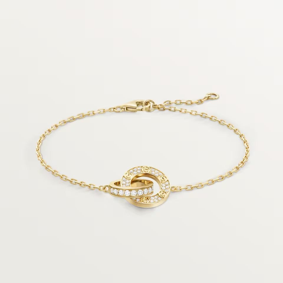 [Stars Jewelry]LOVE DOUBLE RING FULL DIAMOND BRACELET