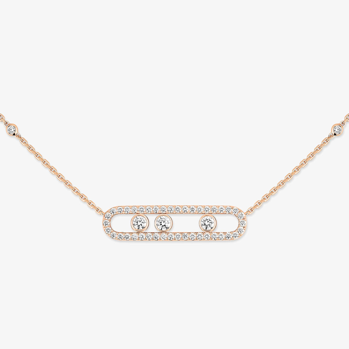 [Stars Jewelry] Move Pave_ Rose Gold Diamond Necklace