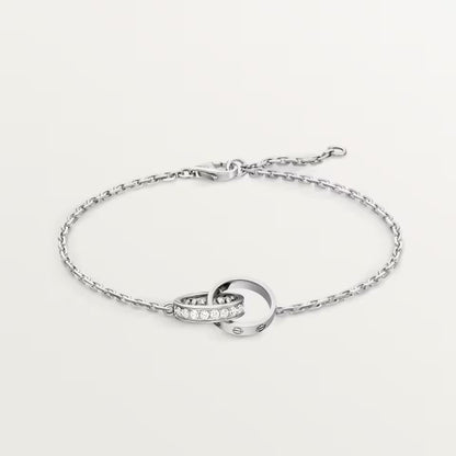 [Stars Jewelry]LOVE DOUBLE RING HALF DIAMOND BRACELET