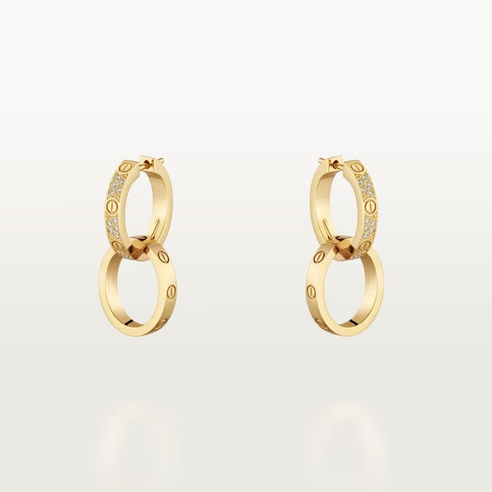 [Stars Jewelry]LOVE 3.3MM DANGLE HALF DIAMOND EARRINGS