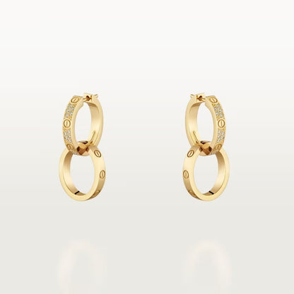 [Stars Jewelry]LOVE 3.3MM DANGLE HALF DIAMOND EARRINGS